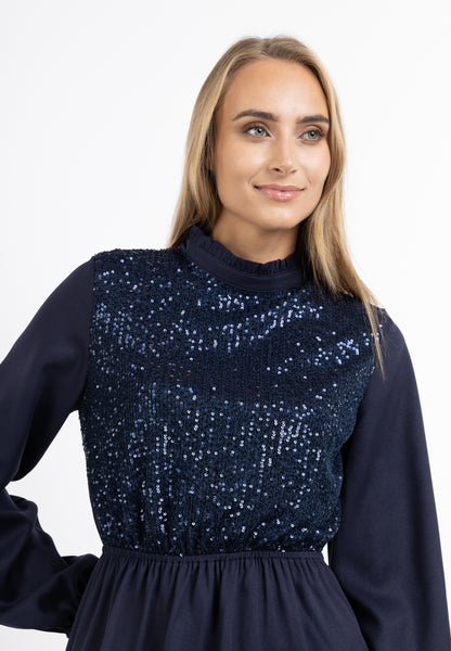 usha Damen Langarm Kleid
