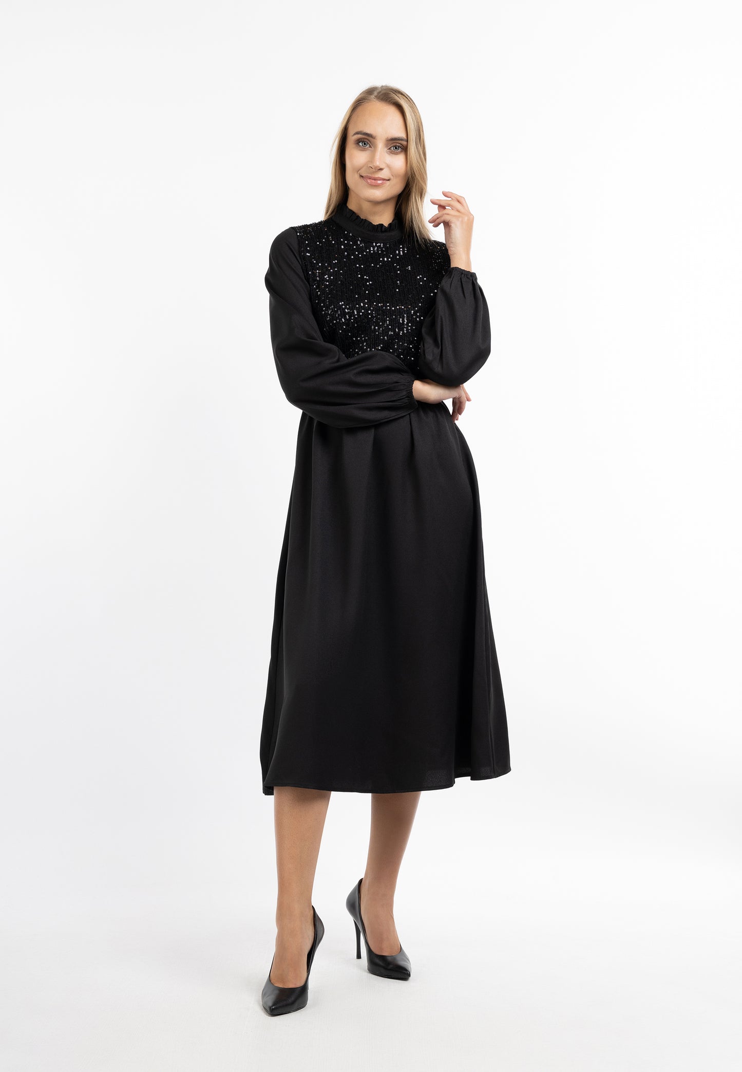 usha Damen Langarm Kleid