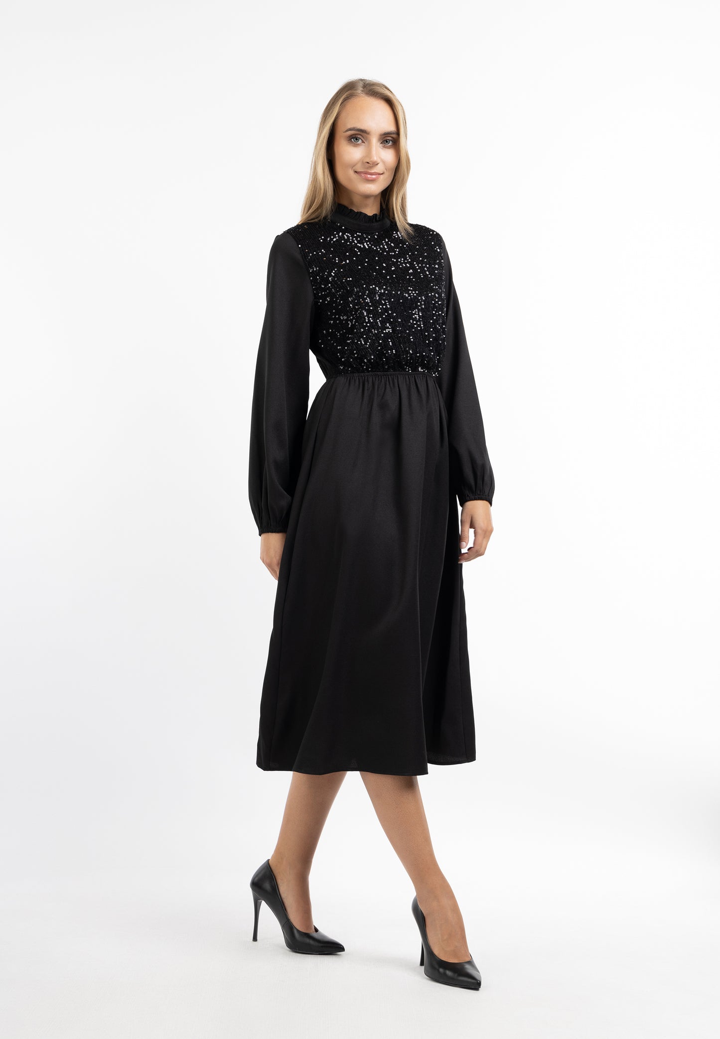 usha Damen Langarm Kleid