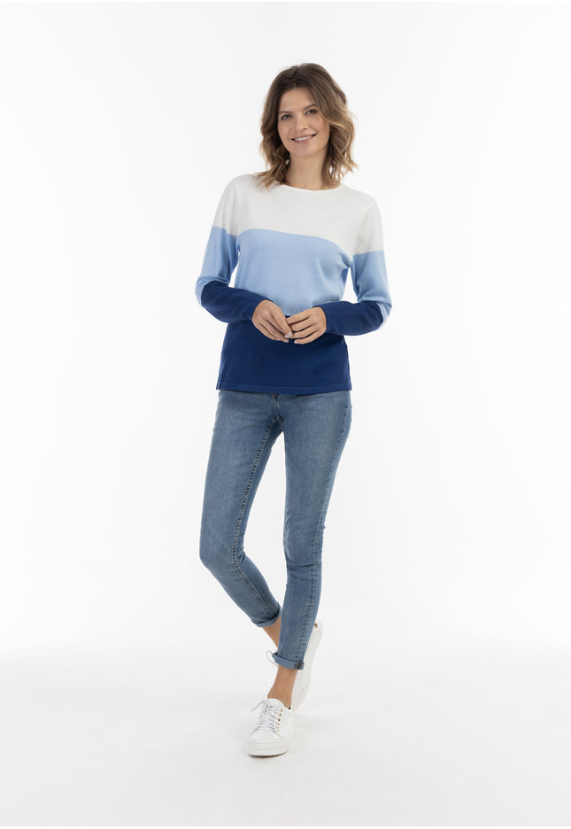 usha BLUE LABEL Women's Fine Knit Sweater With Block Stripe