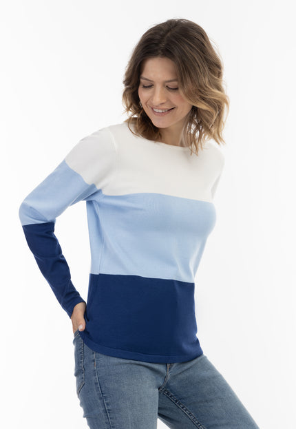 usha BLUE LABEL Women's Fine Knit Sweater With Block Stripe