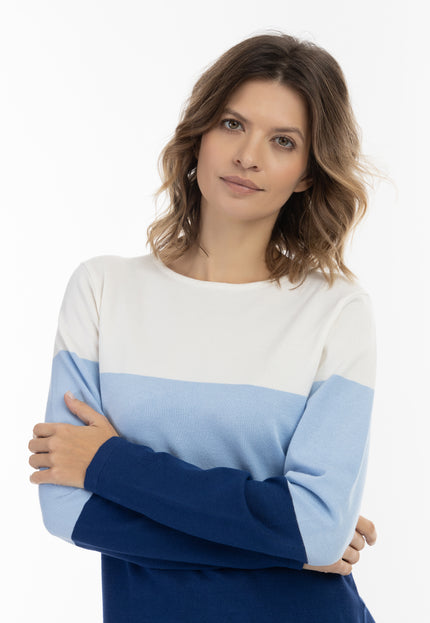 usha BLUE LABEL Women's Fine Knit Sweater With Block Stripe