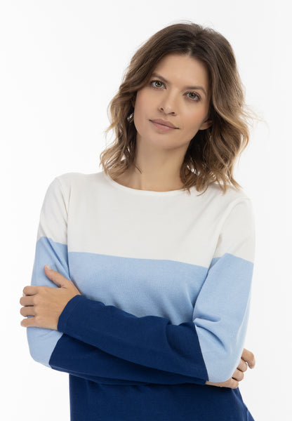 usha BLUE LABEL Women's Fine Knit Sweater With Block Stripe