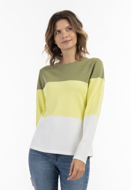 usha BLUE LABEL Women's Fine Knit Sweater With Block Stripe