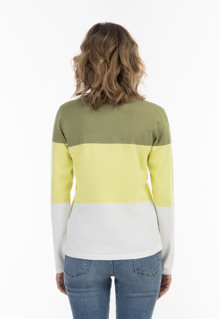 usha BLUE LABEL Women's Fine Knit Sweater With Block Stripe