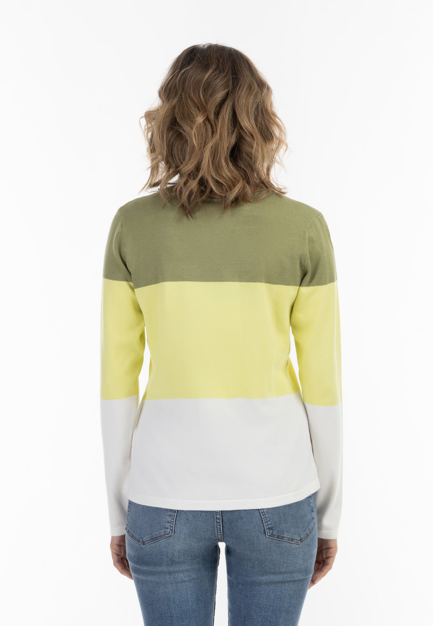 usha BLUE LABEL Women's Fine Knit Sweater With Block Stripe