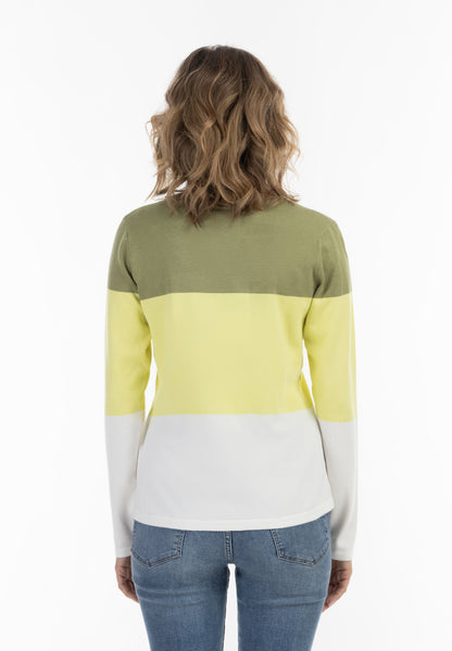 usha BLUE LABEL Women's Fine Knit Sweater With Block Stripe