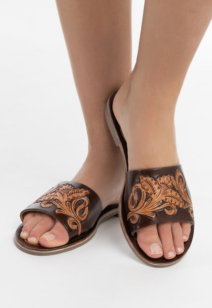 usha FESTIVAL Women's Leather Sandals