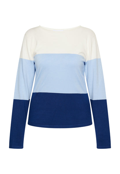 usha BLUE LABEL Women's Fine Knit Sweater With Block Stripe