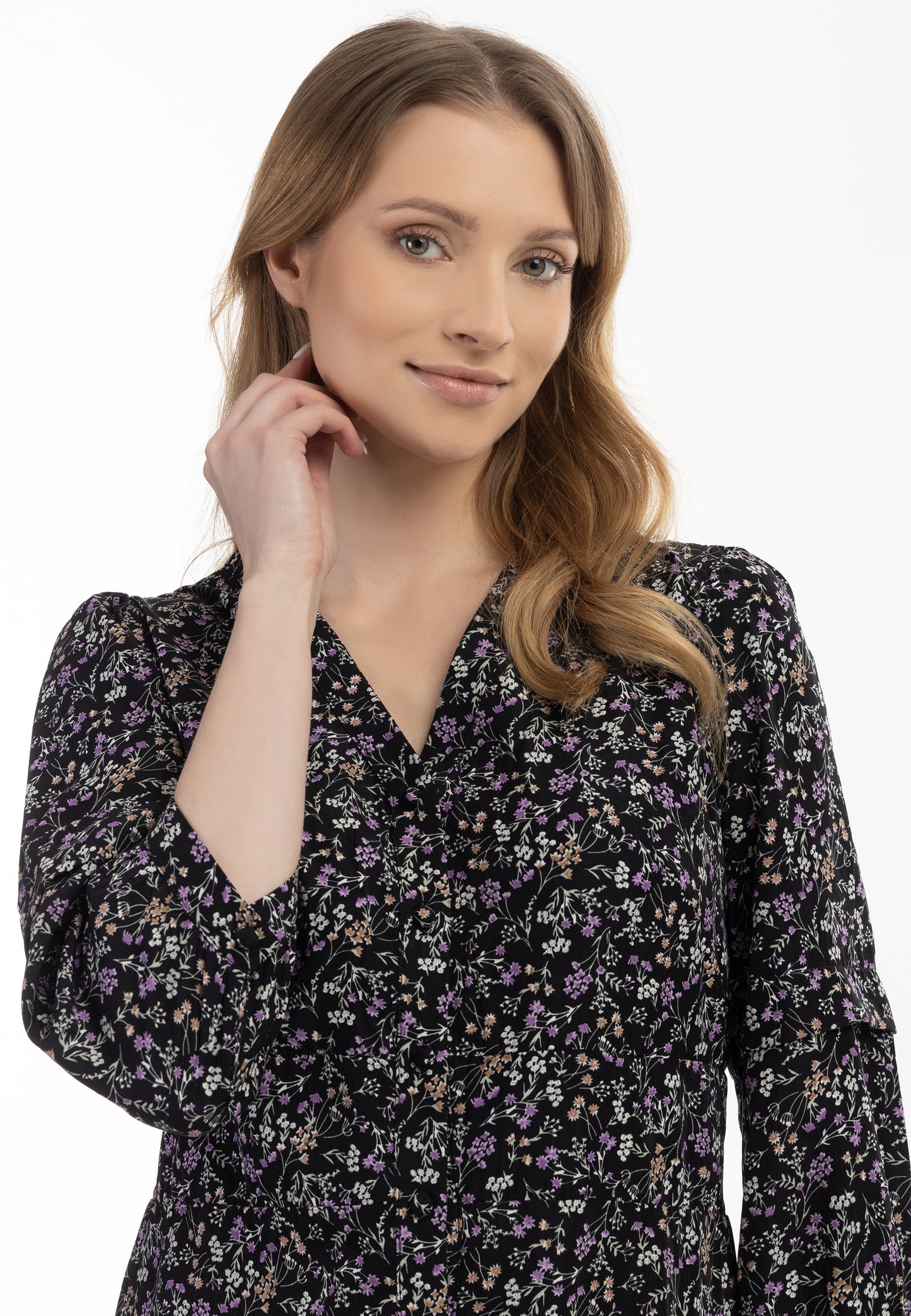 usha Damen Floral Print Midi Kleid