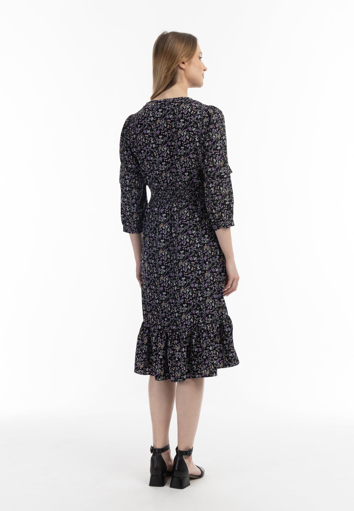 usha Damen Floral Print Midi Kleid