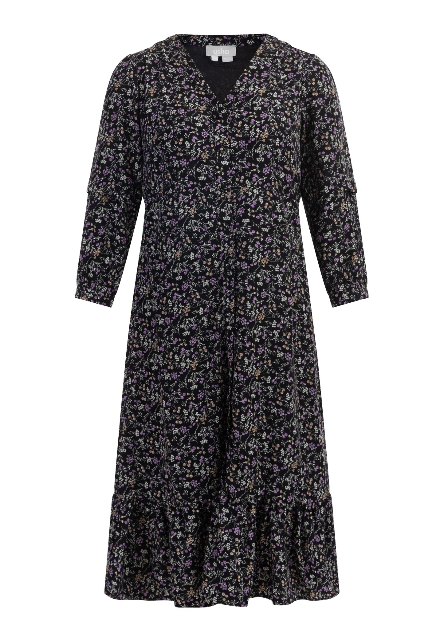 usha Damen Floral Print Midi Kleid