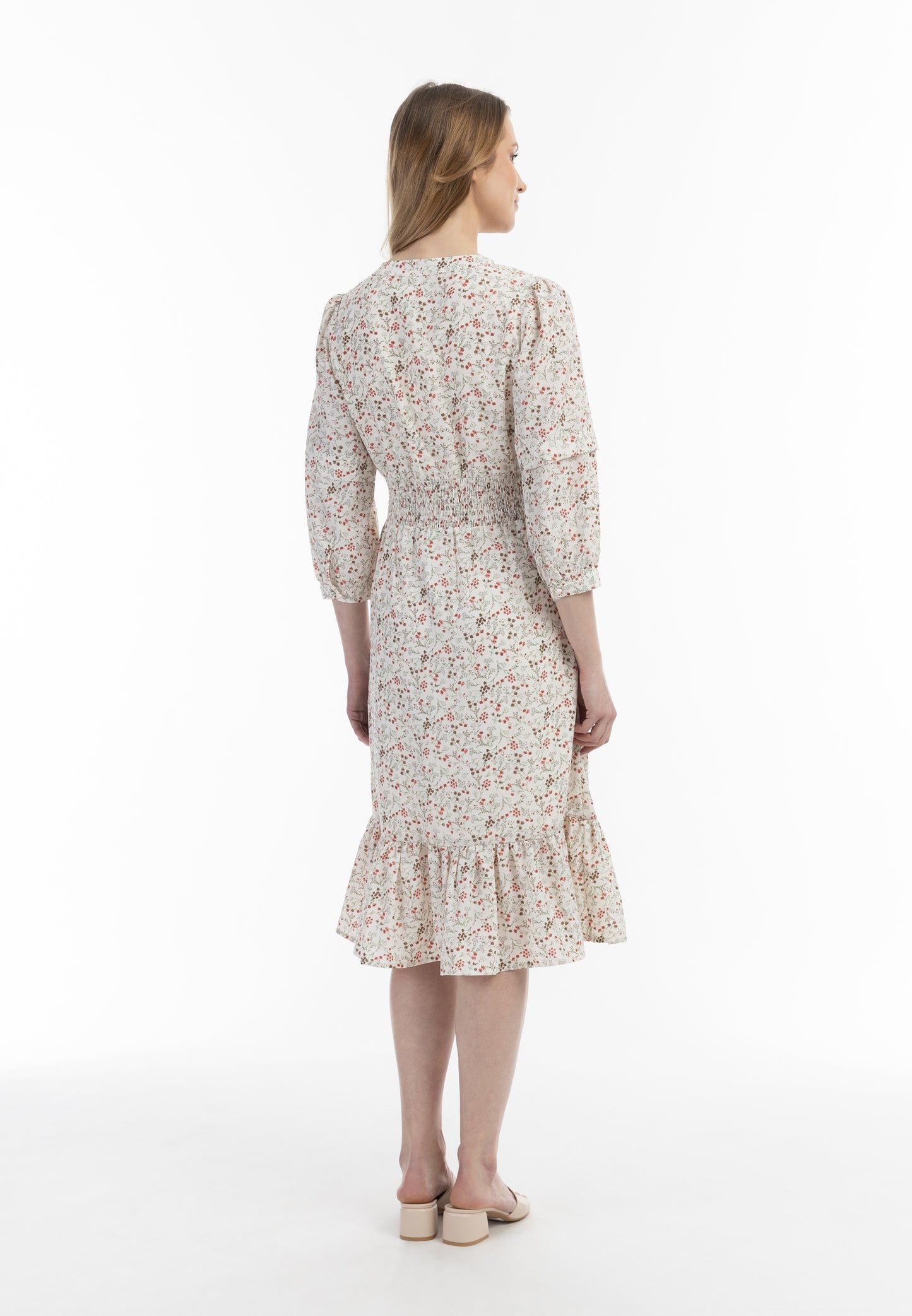 usha Damen Floral Print Midi Kleid