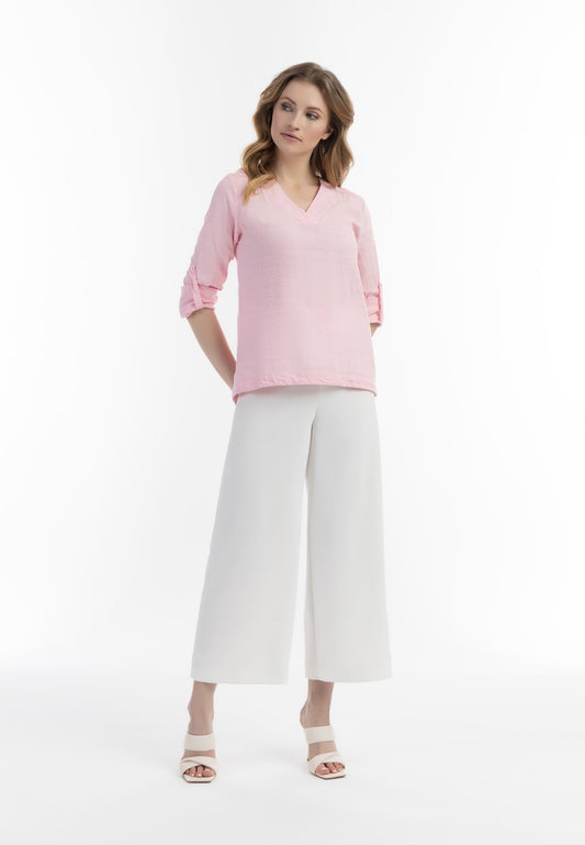 usha Women's Blouse Shirt With Lace