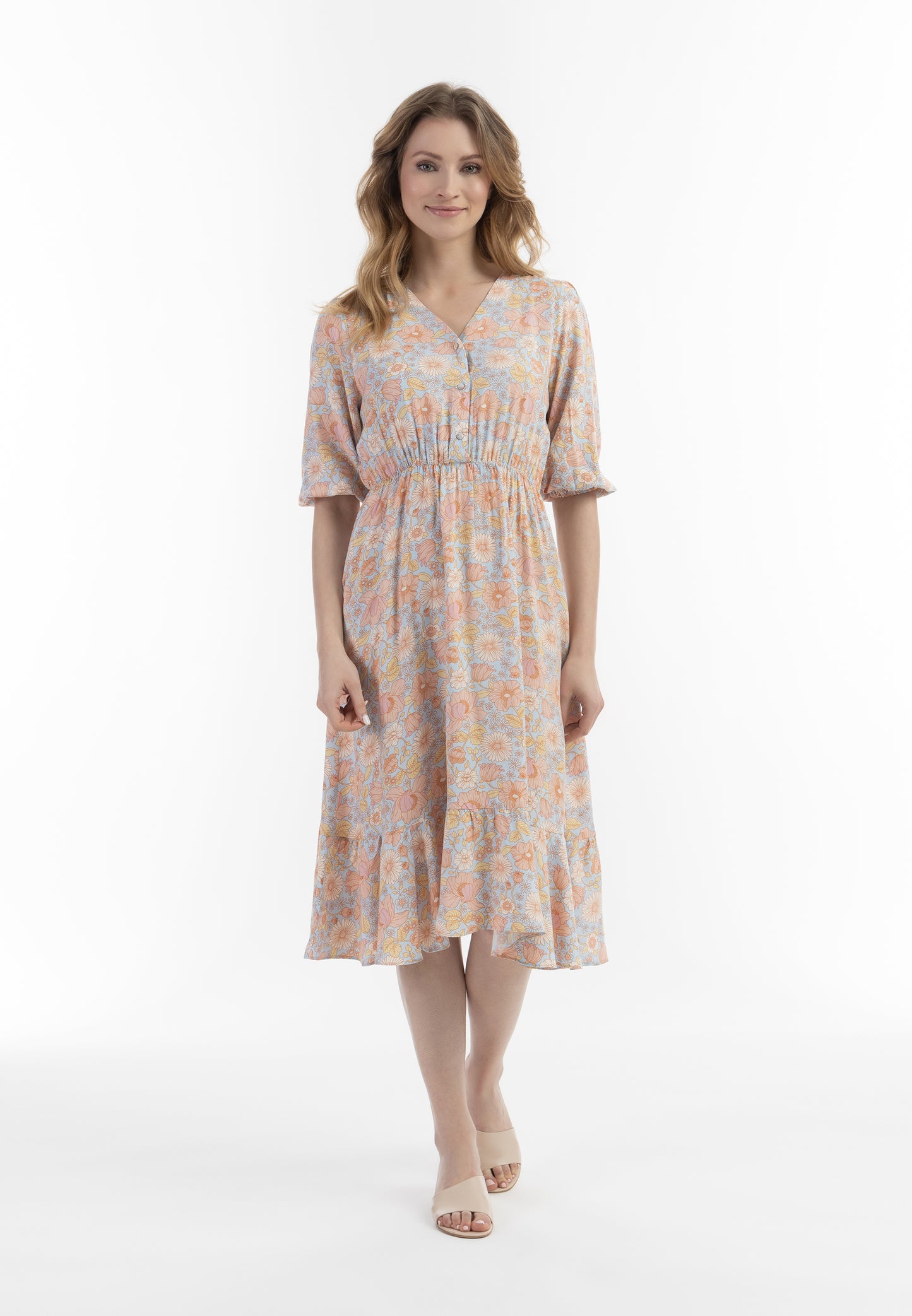 usha Damen Midi Kleid