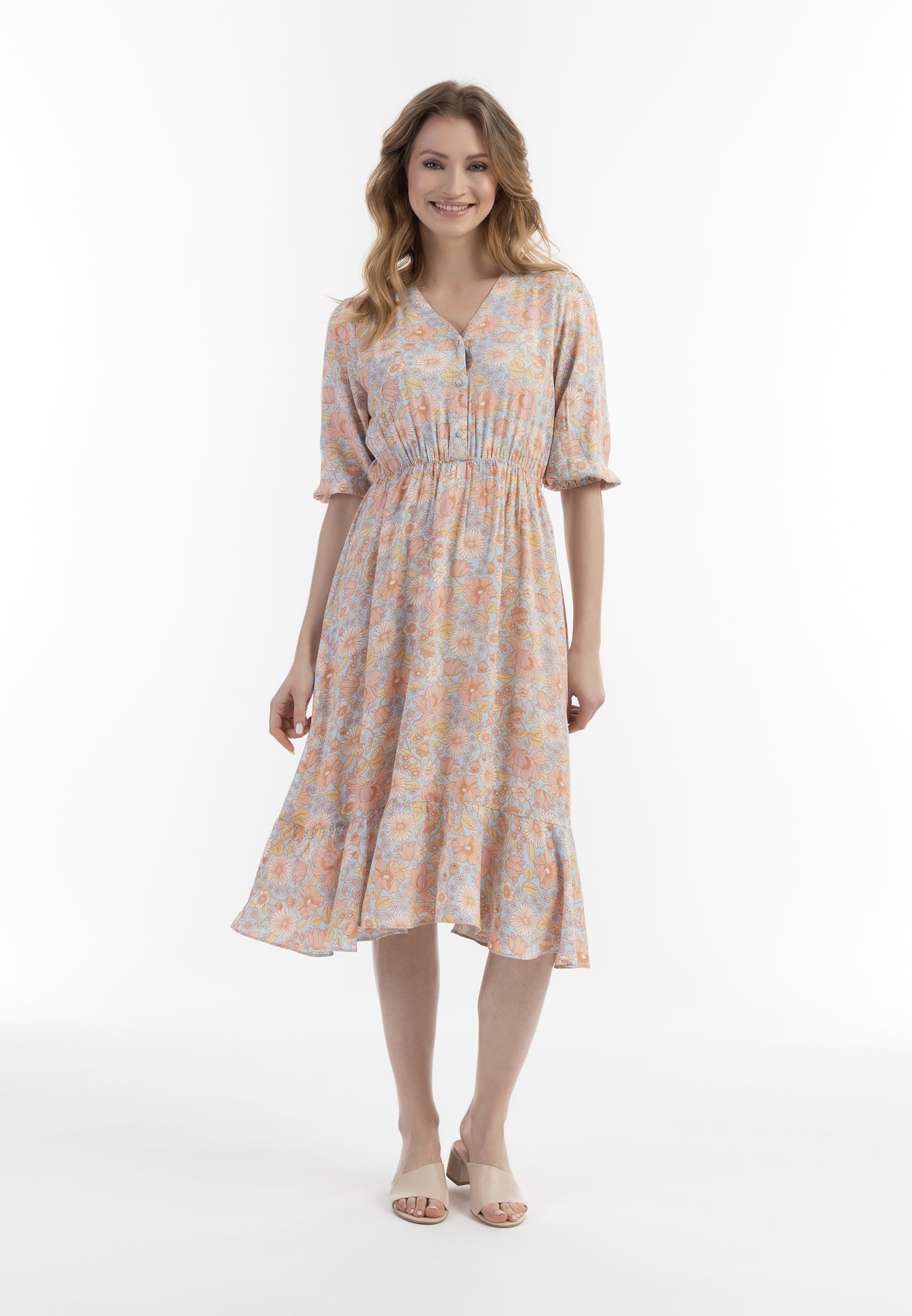 usha Damen Midi Kleid