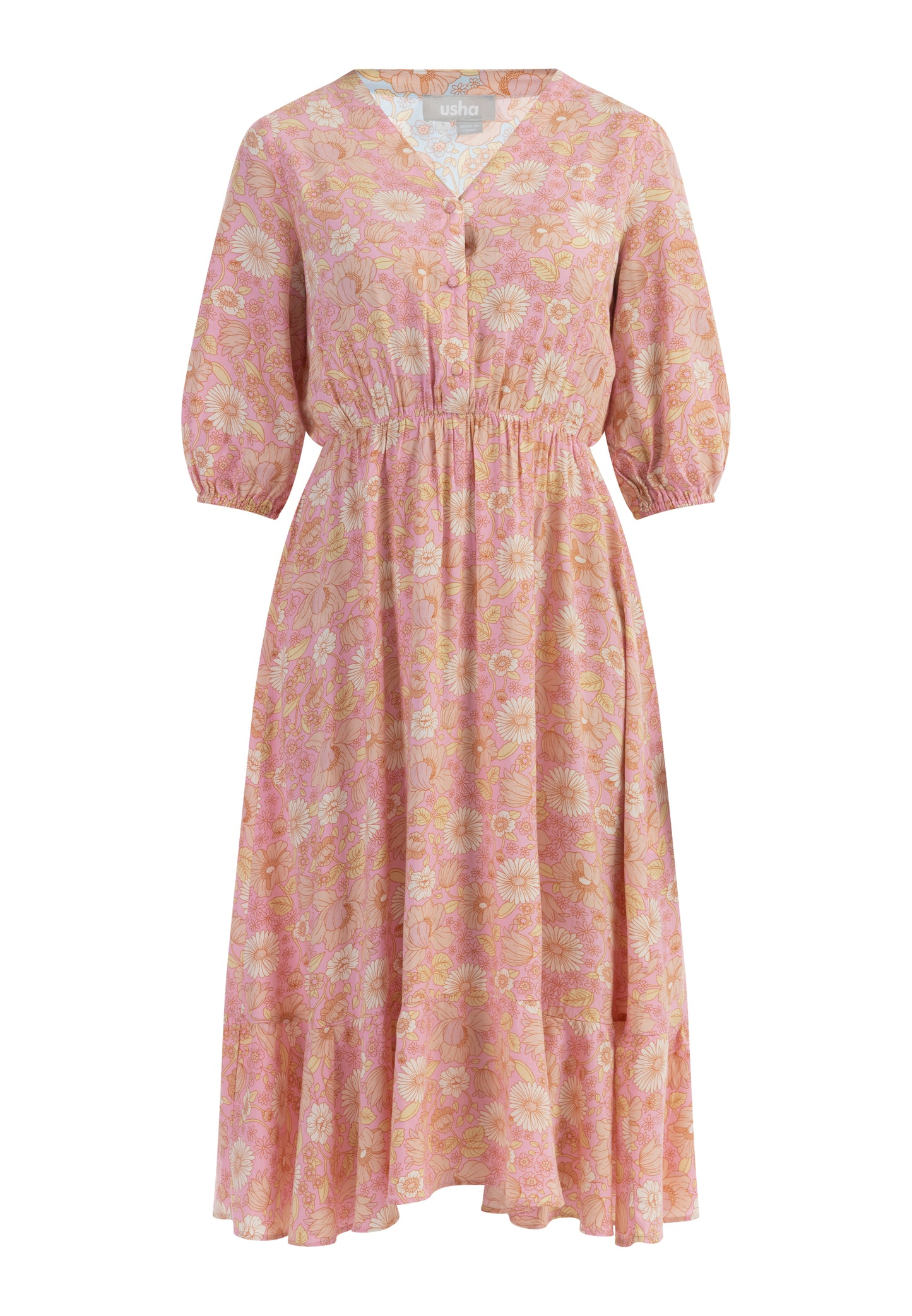 usha Damen Midi Kleid