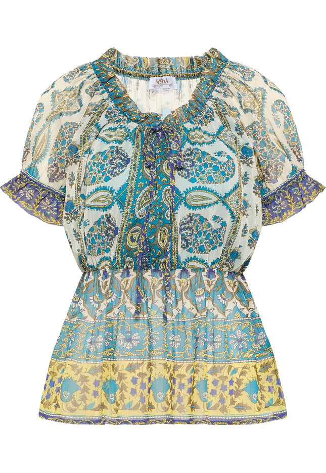 usha FESTIVAL Women's Blouse Shirt With Ruffle Sleeves