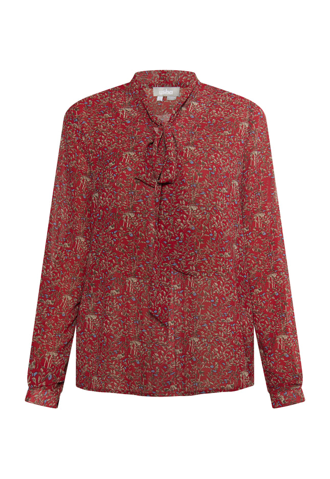 usha Damen Bindekragenbluse