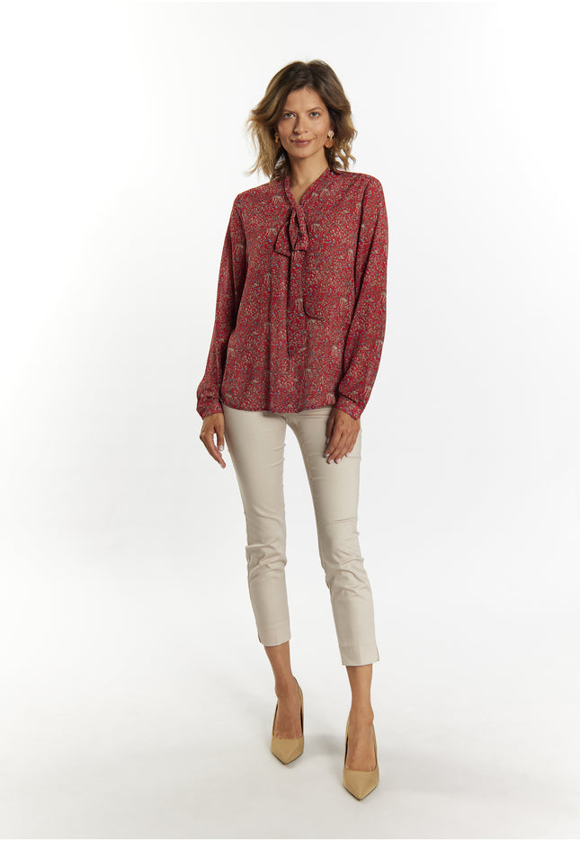 usha Damen Bindekragenbluse