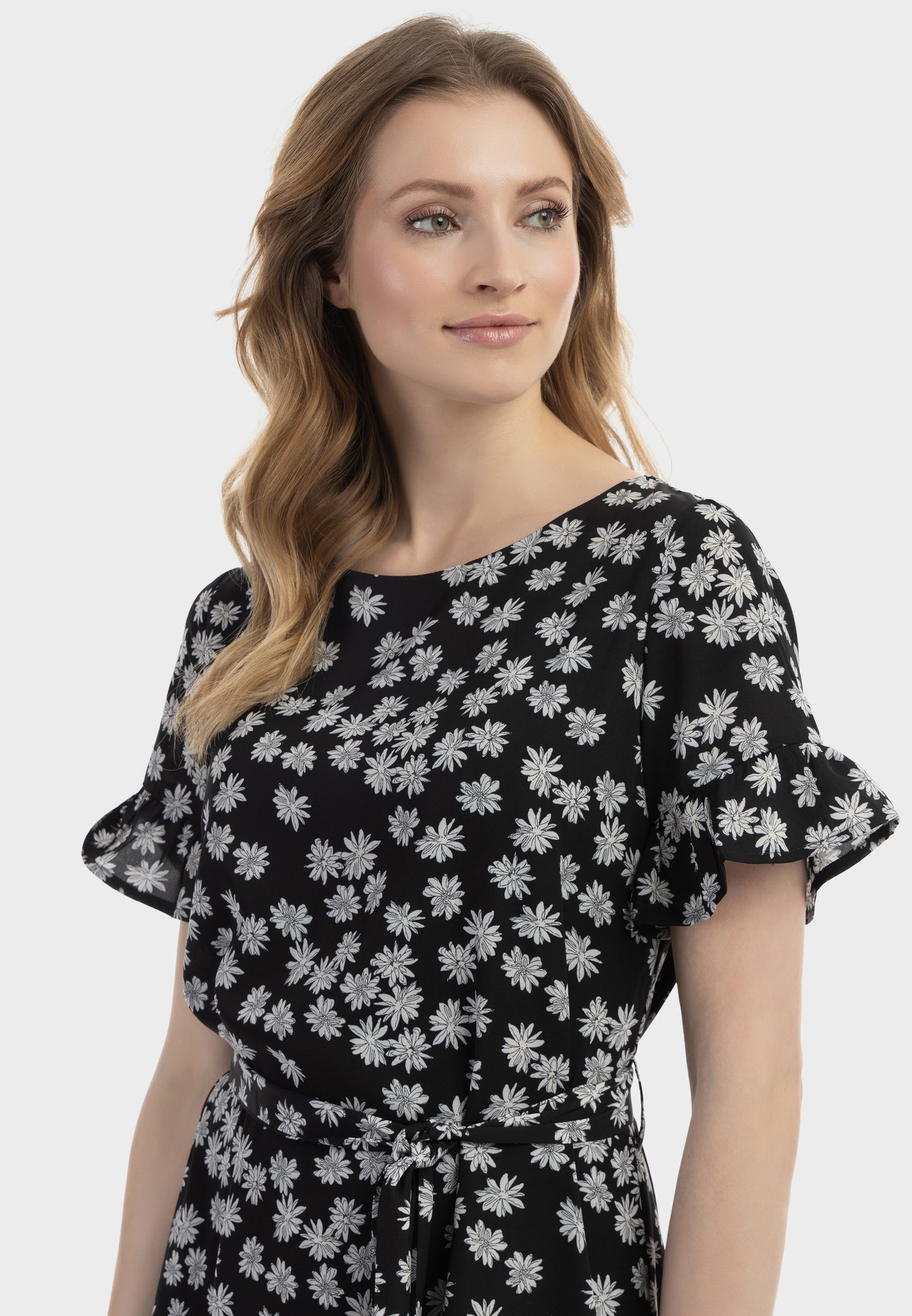usha Damen Midi Kleid mit Rüschen