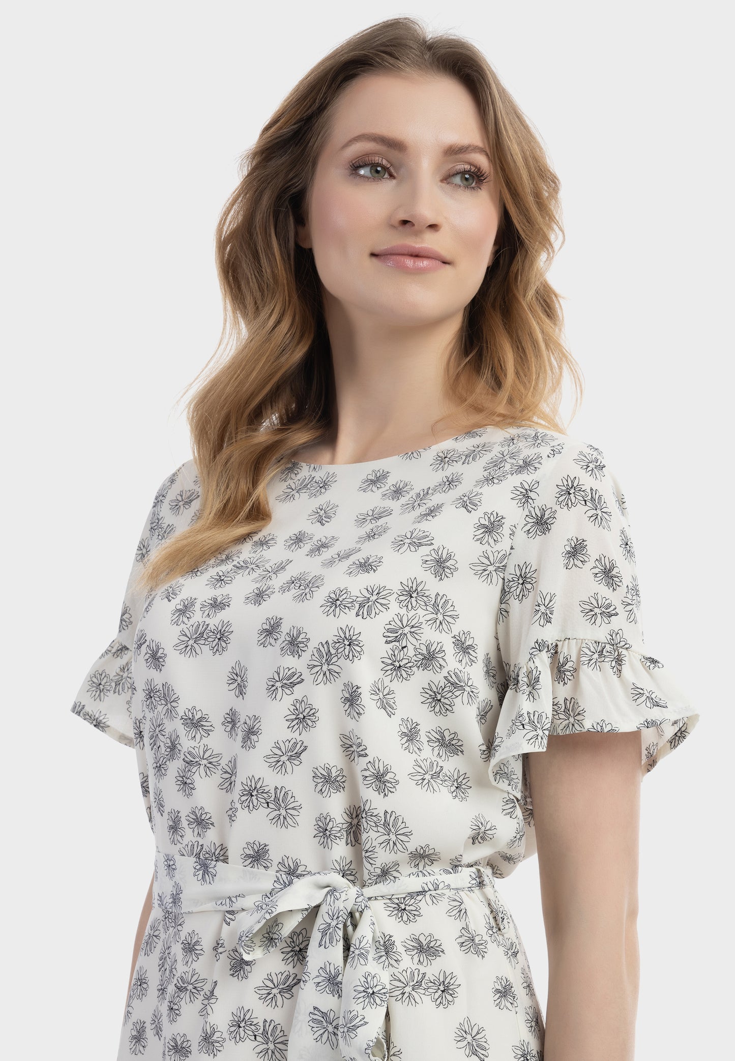 usha Damen Midi Kleid mit Rüschen