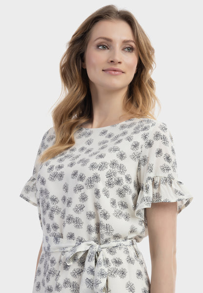 usha Damen Midi Kleid mit Rüschen