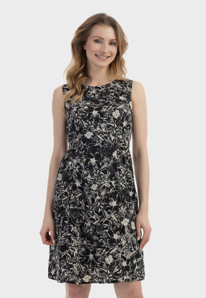 usha Damen Midi Kleid mit einem Retro-Print