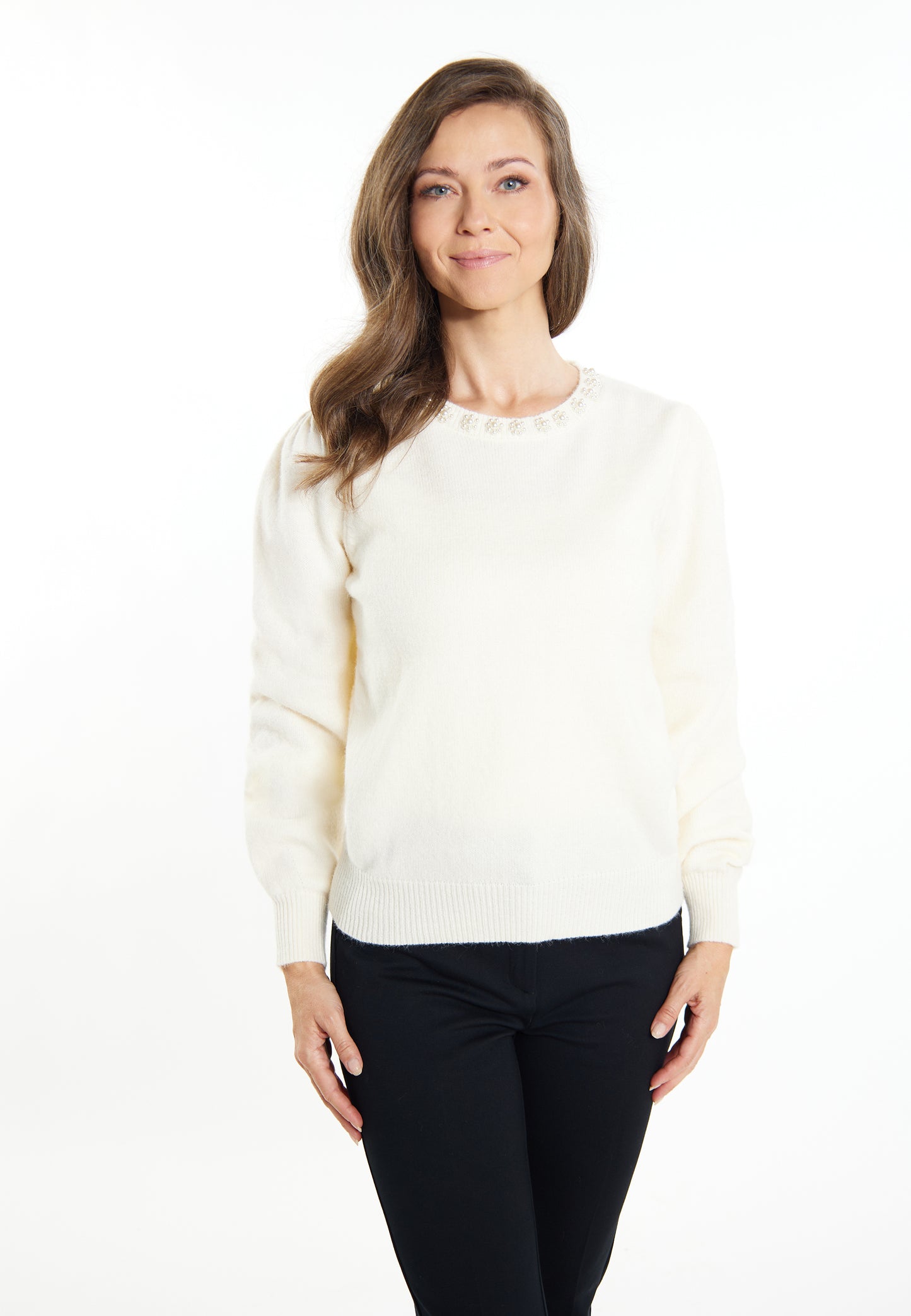 usha Damen Pullover mit Perlen