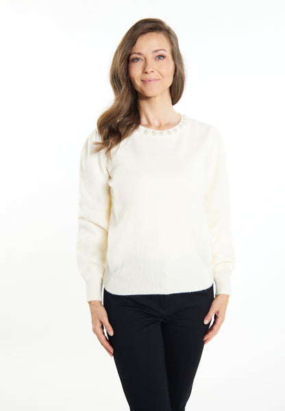 usha Damen Pullover mit Perlen