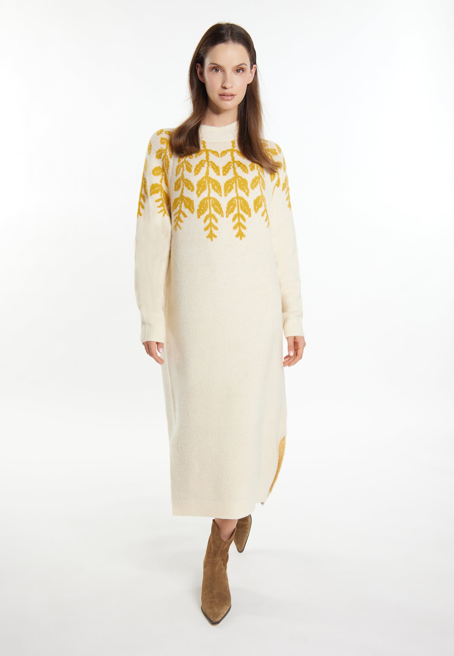 usha Damen Maxi Strick Kleid