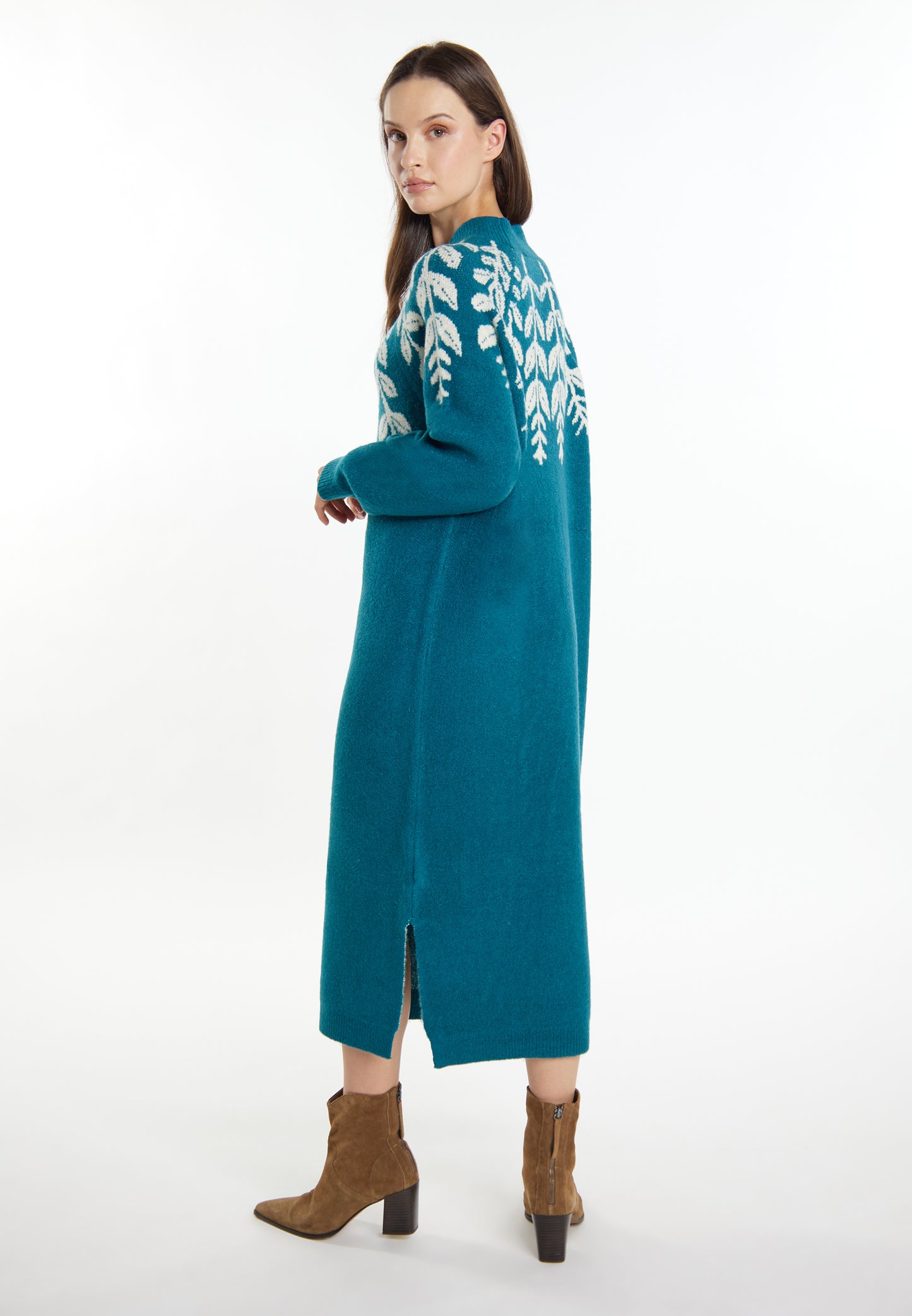 usha Damen Maxi Strick Kleid