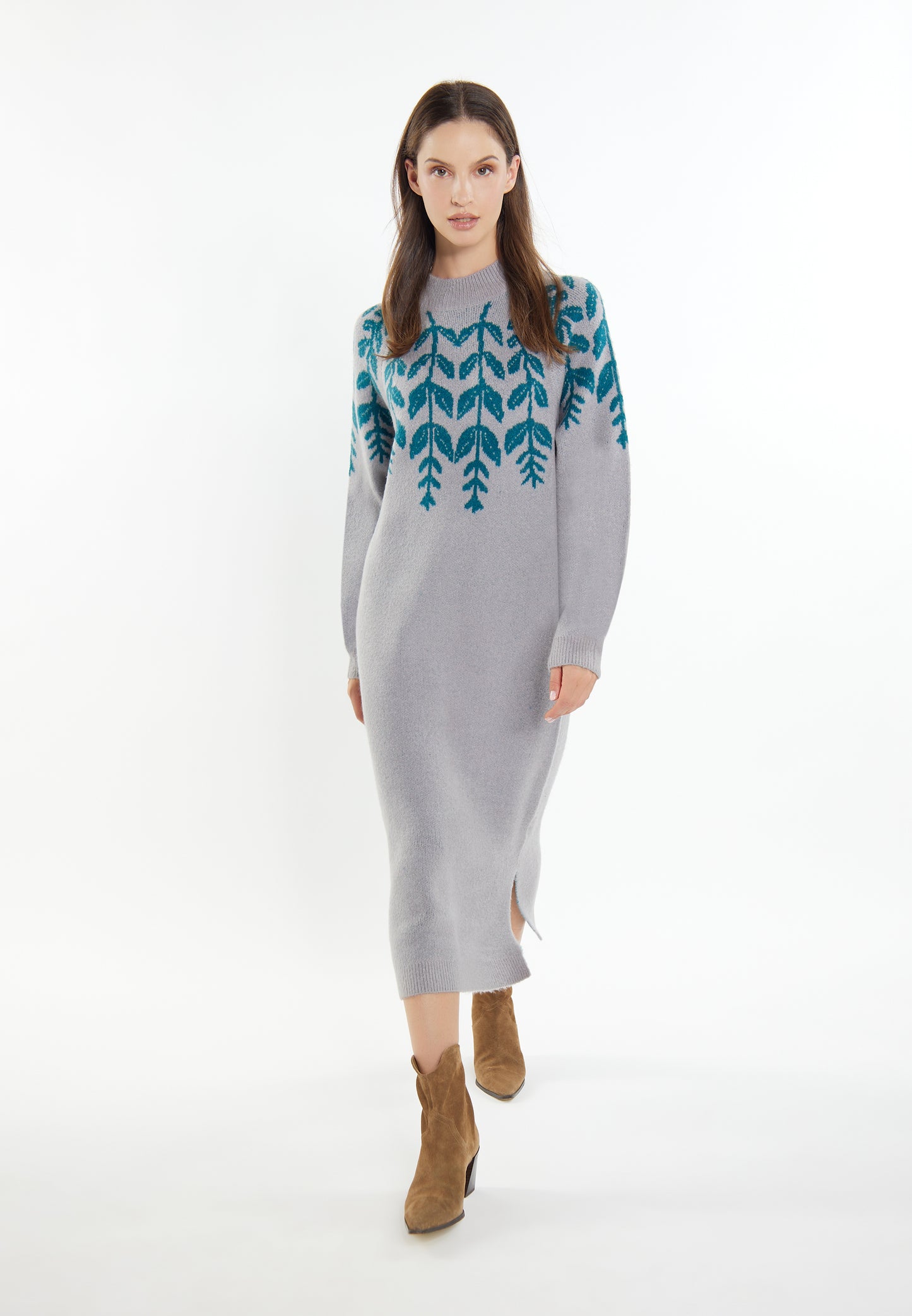 usha Damen Maxi Strick Kleid